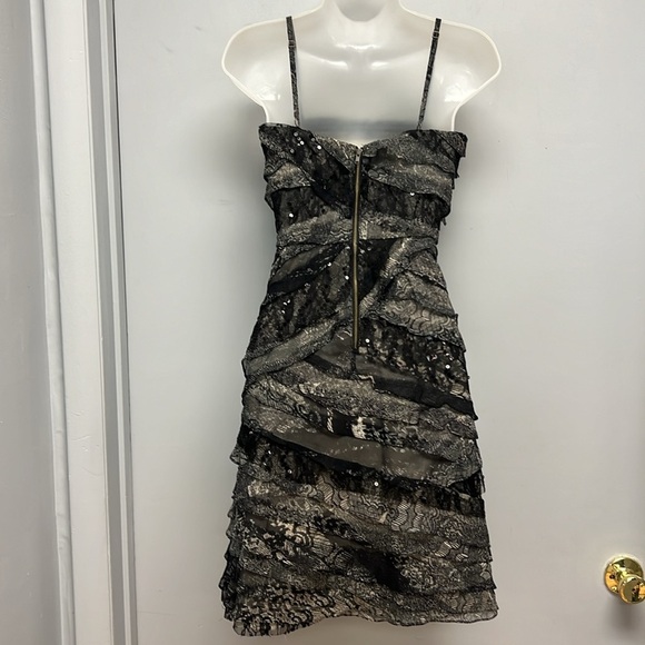 Tracy Reese Convertible Spaghetti Strap/Strapless Silk/Lace/Sequin Tiered Dress - Picture 5 of 12